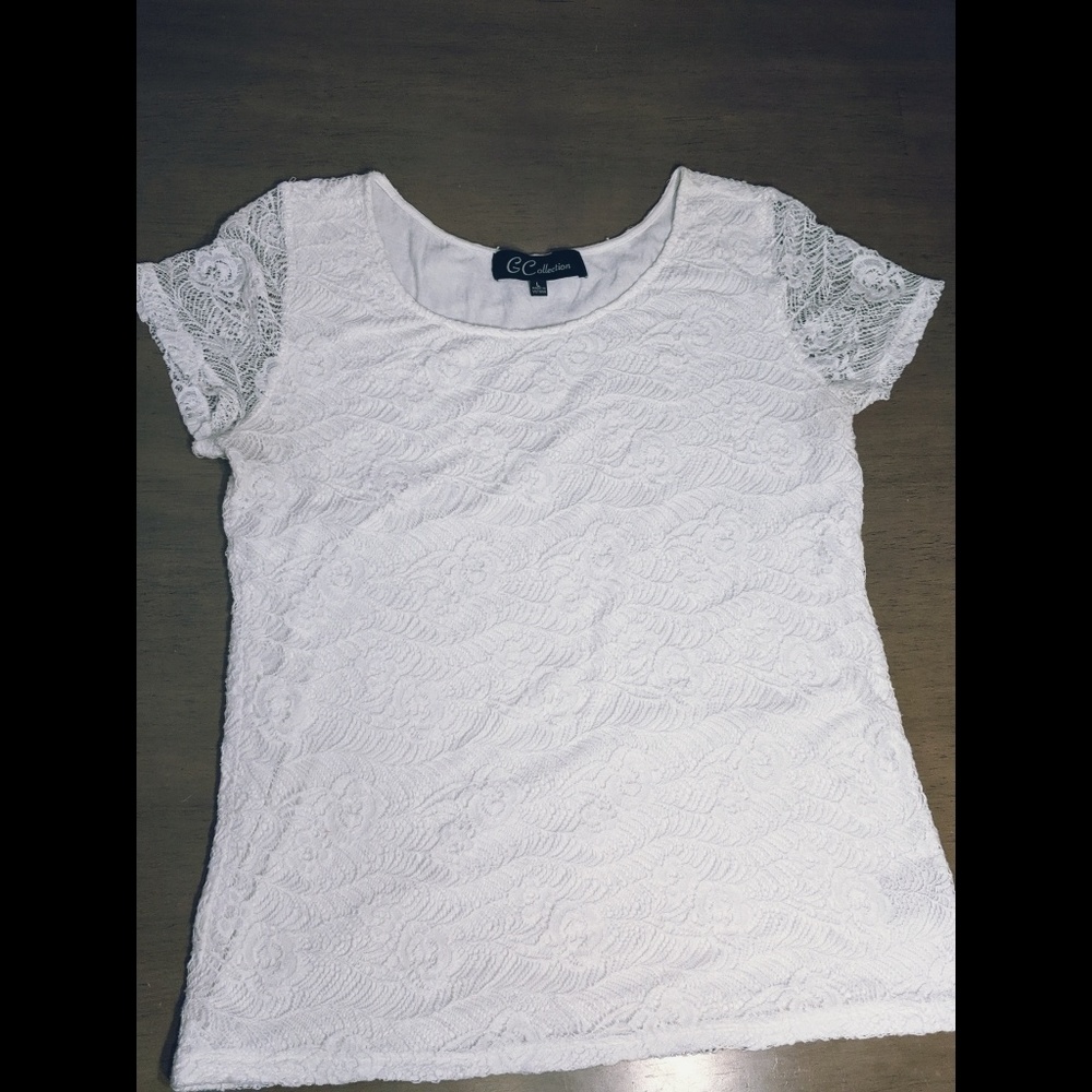 Lace White Blouse Size L